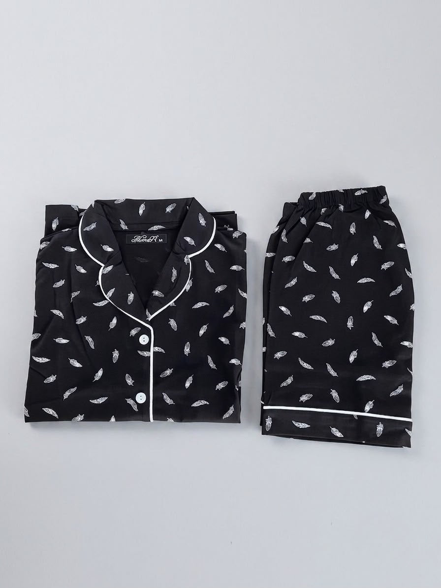 Siyah Aviora Pamuklu Şortlu Pijama Takımı