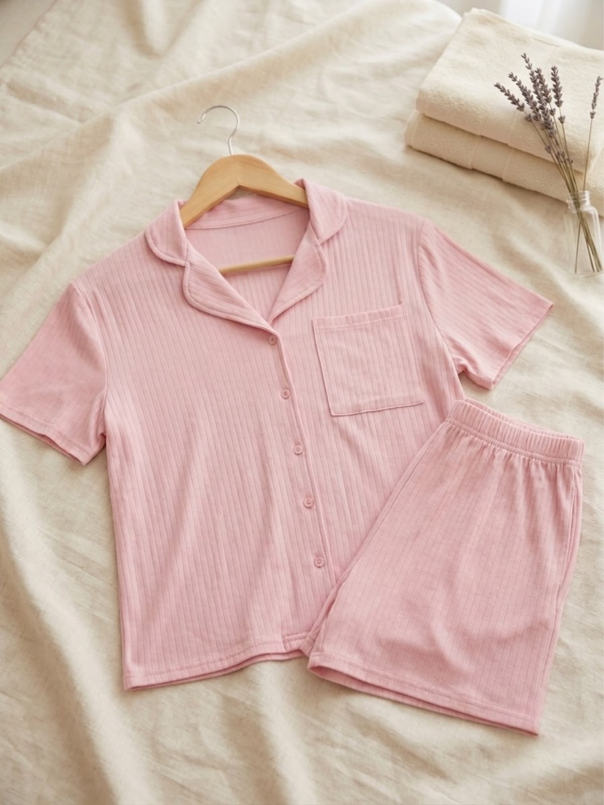 Pembe Elirosa Şortlu Pijama Takımı
